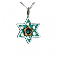 Star of David Necklace with Flower